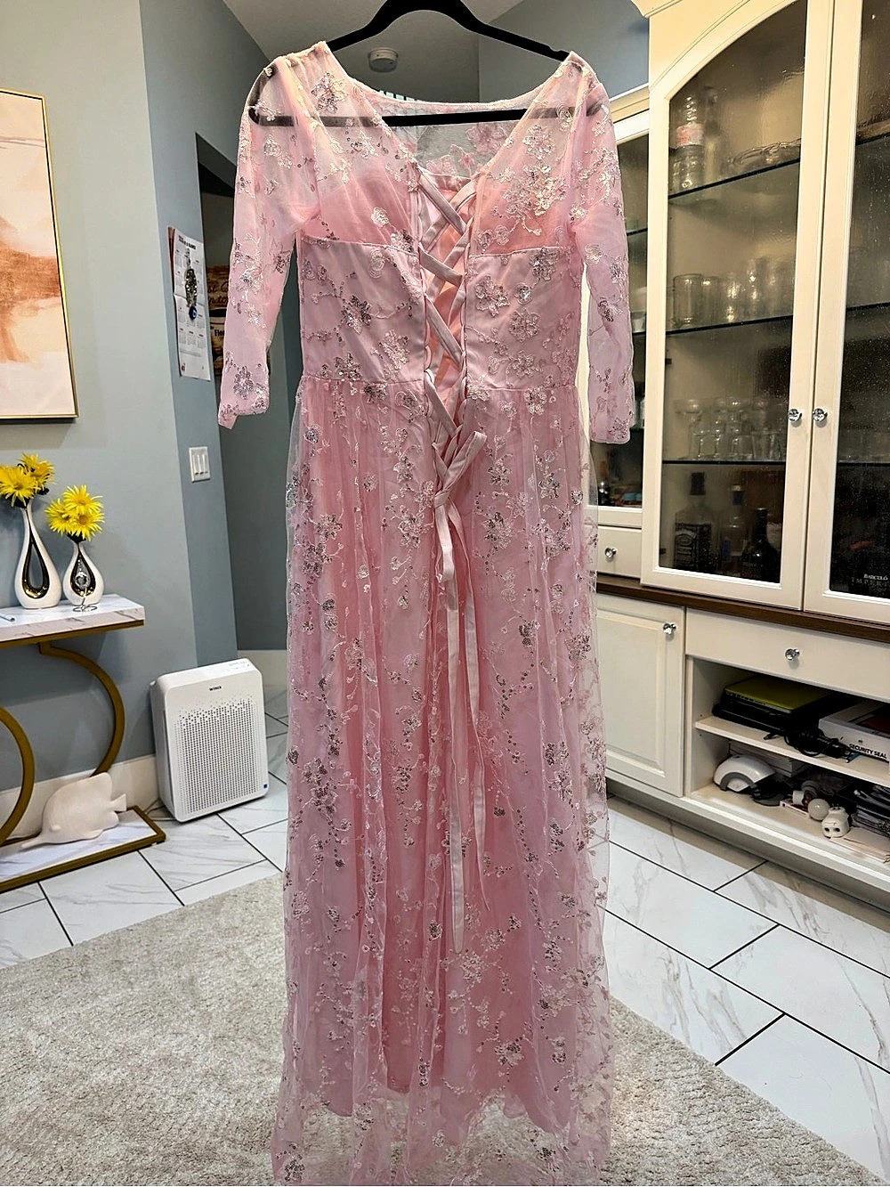 Women's Fashion Pink Floral Maxi Dress Size 10 NWT - Picture 5 of 8